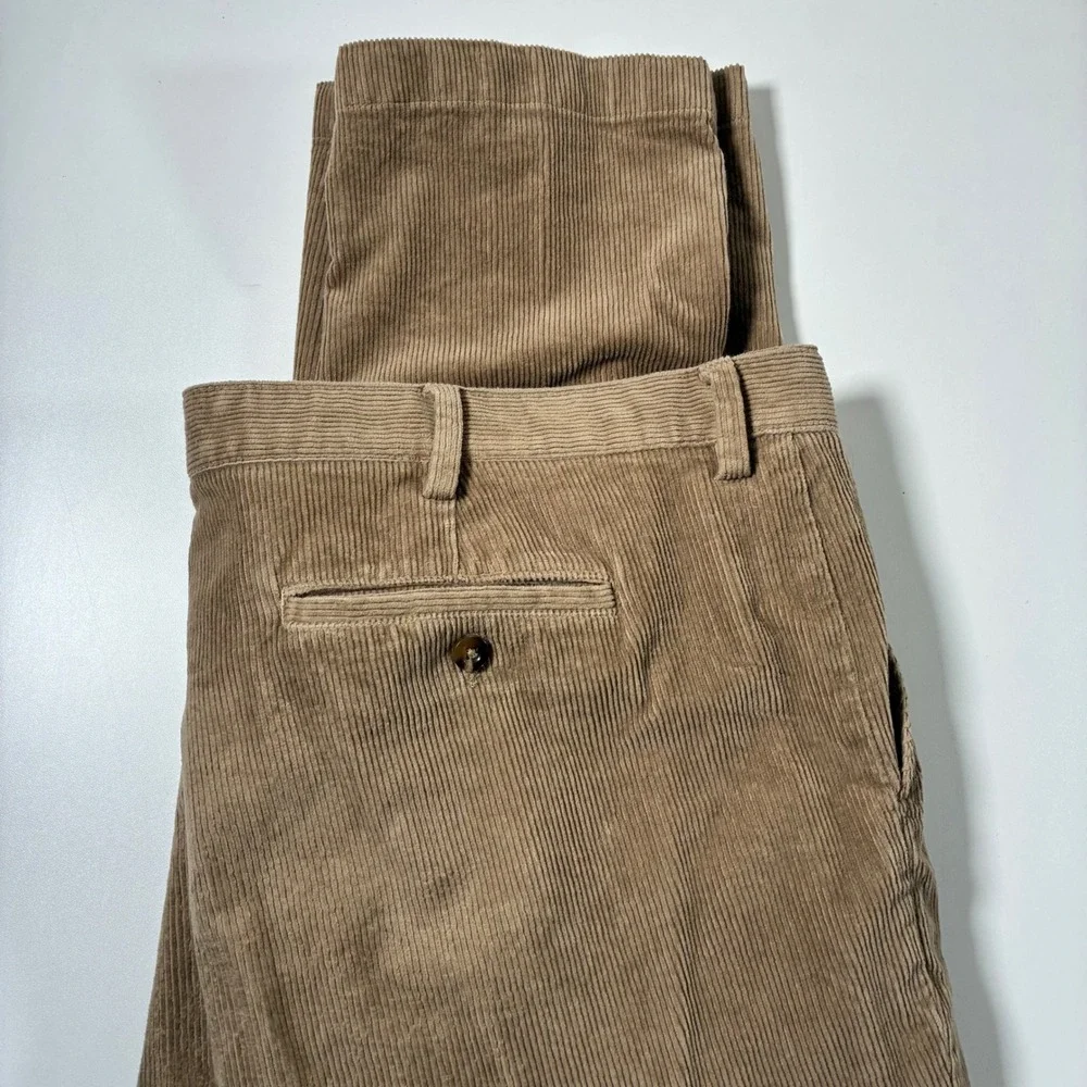 L.L.Bean Corduroy Pants 44x28 Brown Classic Fit Stretch Country Thick 90s